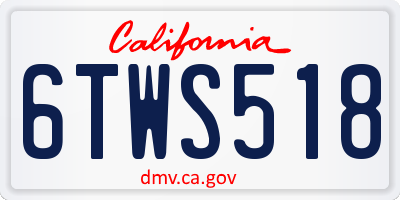 CA license plate 6TWS518