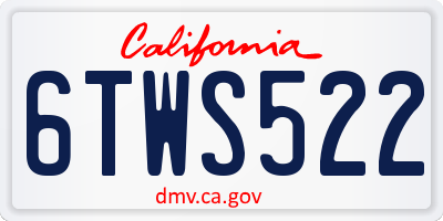 CA license plate 6TWS522
