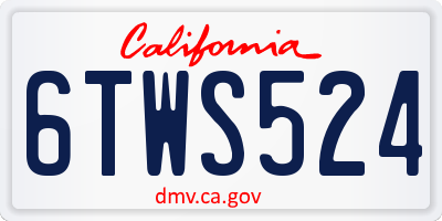 CA license plate 6TWS524