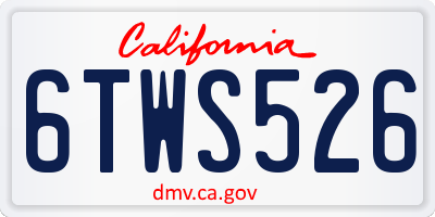 CA license plate 6TWS526