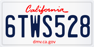 CA license plate 6TWS528
