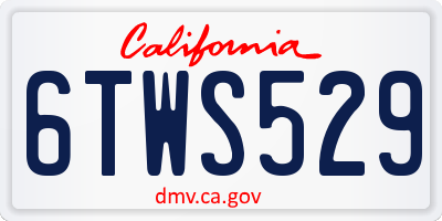 CA license plate 6TWS529
