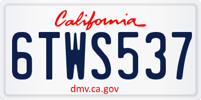 CA license plate 6TWS537