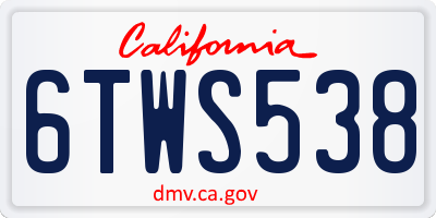 CA license plate 6TWS538
