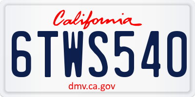 CA license plate 6TWS540