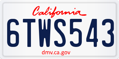 CA license plate 6TWS543