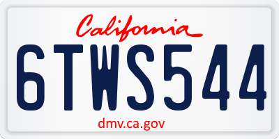 CA license plate 6TWS544