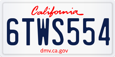 CA license plate 6TWS554