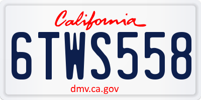 CA license plate 6TWS558