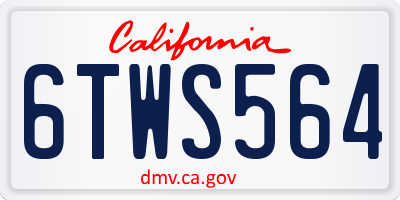 CA license plate 6TWS564