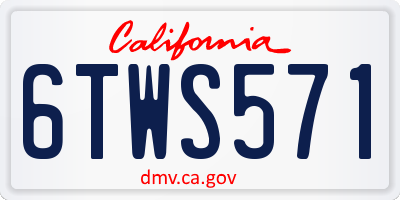 CA license plate 6TWS571