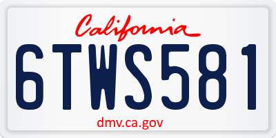 CA license plate 6TWS581