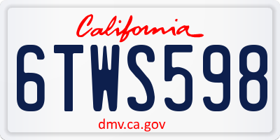 CA license plate 6TWS598