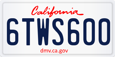 CA license plate 6TWS600