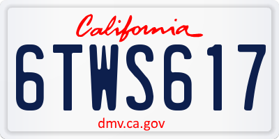 CA license plate 6TWS617