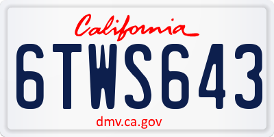 CA license plate 6TWS643