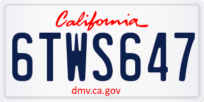 CA license plate 6TWS647