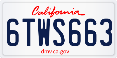 CA license plate 6TWS663