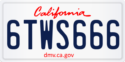 CA license plate 6TWS666