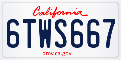 CA license plate 6TWS667