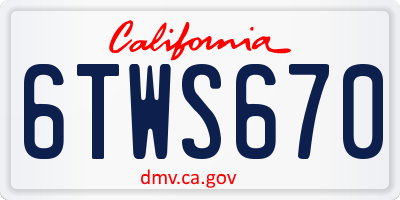 CA license plate 6TWS670