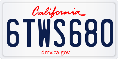 CA license plate 6TWS680