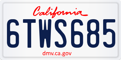 CA license plate 6TWS685