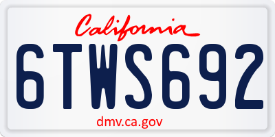 CA license plate 6TWS692