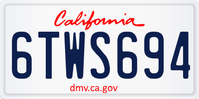 CA license plate 6TWS694