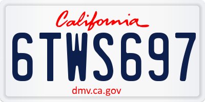 CA license plate 6TWS697