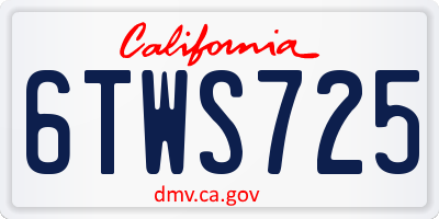 CA license plate 6TWS725
