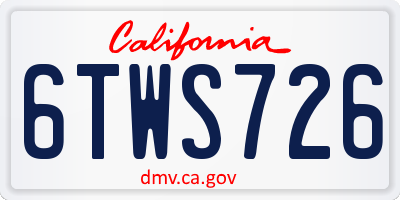 CA license plate 6TWS726