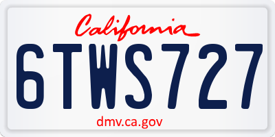 CA license plate 6TWS727