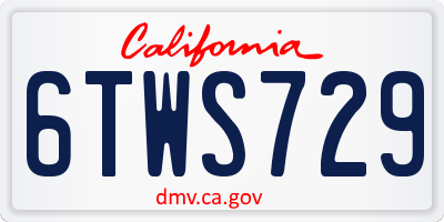 CA license plate 6TWS729