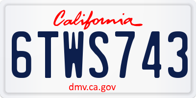 CA license plate 6TWS743