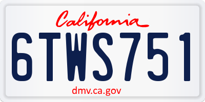 CA license plate 6TWS751
