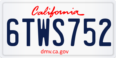 CA license plate 6TWS752