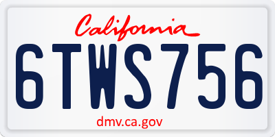 CA license plate 6TWS756