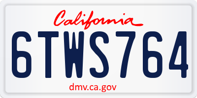 CA license plate 6TWS764