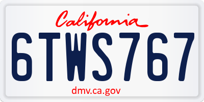 CA license plate 6TWS767