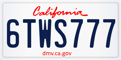 CA license plate 6TWS777