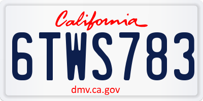CA license plate 6TWS783