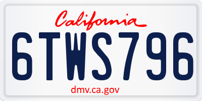 CA license plate 6TWS796