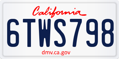 CA license plate 6TWS798
