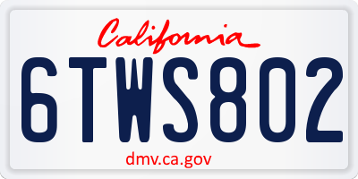CA license plate 6TWS802