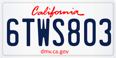 CA license plate 6TWS803