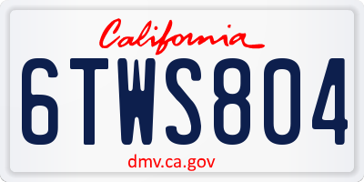 CA license plate 6TWS804