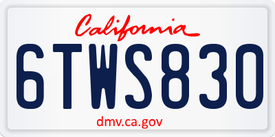 CA license plate 6TWS830