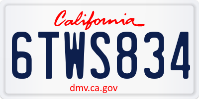 CA license plate 6TWS834