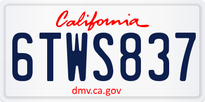 CA license plate 6TWS837